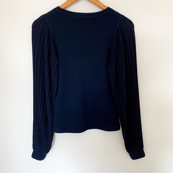 Club Monaco Navy Pleated‎ Long Sleeve Top - Picture 2 of 5